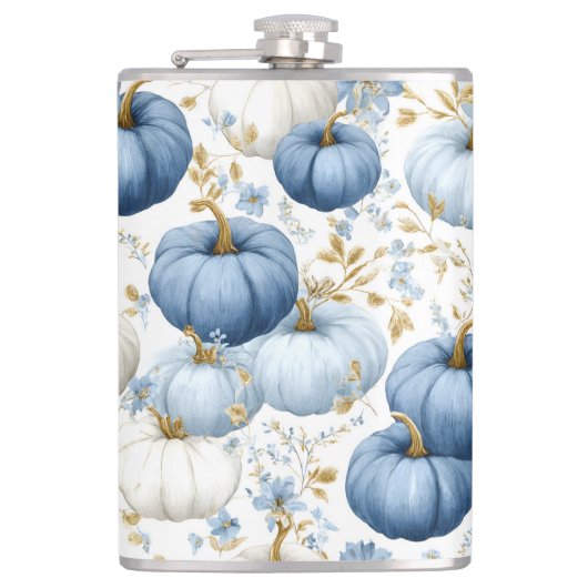 WASSERFARBBLAU UND WEISSE FALLPUMPKINE FLACHMANN (Vorderseite)