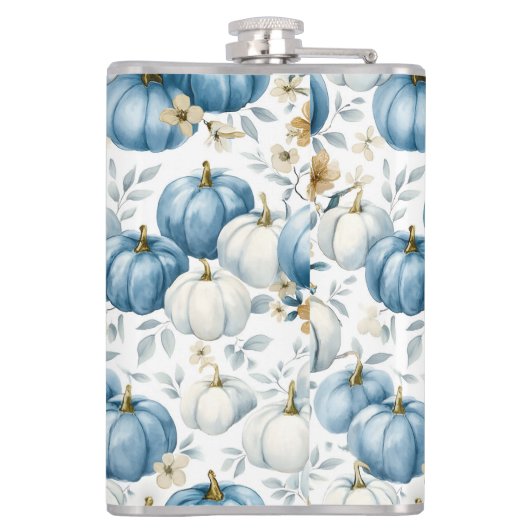 WASSERFARBBLAU UND WEISSE FALLPUMPKINE FLACHMANN (Rückseite)