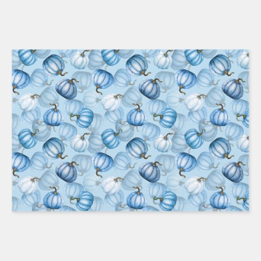 WASSERFARBBLUE FALL PUMPKINS & BLUME GESCHENKPAPIER SET (Vorderseite 2)
