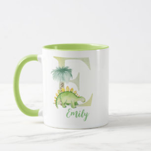 Wasserfarbbuchstabe E mit Dinosaurier Tasse