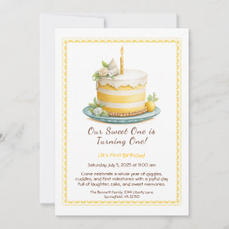 Wasserfarbe 1. Geburtstag Einladung - gelb backen