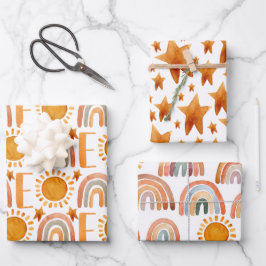 Wasserfarbe 1. Geburtstag Glückspilz Boho Geschenkpapier Set