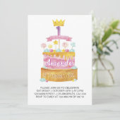 Wasserfarbe 1. Geburtstagskuchen Einladung (Stehend Vorderseite)