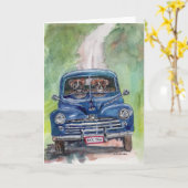 Wasserfarbe 2 Boxen fahren alten LKW Karte (Gelbe Blume)