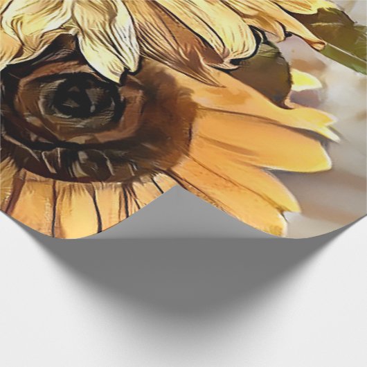 Wasserfarbe 2 Glossy Sonnenblumen Elegante Sammlun Geschenkpapier (Ecke)