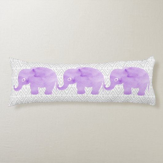 Wasserfarbe 3 Elefanten Shibori Primitive Zickzack Seitenschläferkissen (Vorderseite)