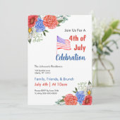 Wasserfarbe 4. Juli Brunch Einladung (Stehend Vorderseite)