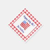 Wasserfarbe 4. Juli Flagge Rot Weiß Karo Serviette (Ecke)