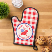 Wasserfarbe 4. Juli Flagge Rotkariert NAME Ofenhandschuh (Oben unten)