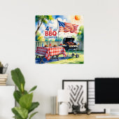 Wasserfarbe 4. Juli GRILLEN Poster (Heimbüro)