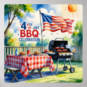 Wasserfarbe 4. Juli GRILLEN Poster