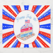 Wasserfarbe 4. Juli Party Bierflaschenetikett (Einzelnes Label)