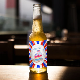 Wasserfarbe 4. Juli Party Bierflaschenetikett