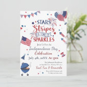 Wasserfarbe 4. Juli Party Einladung (Stehend Vorderseite)