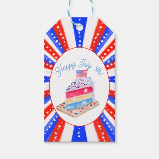 Wasserfarbe 4. Juli Party Geschenkanhänger (Vorderseite)