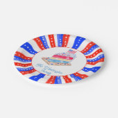 Wasserfarbe 4. Juli Party Pappteller (Schrägansicht)