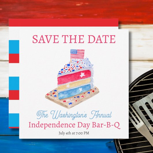 Wasserfarbe 4. Juli Party Save The Date