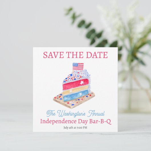 Wasserfarbe 4. Juli Party Save The Date (Stehend Vorderseite)