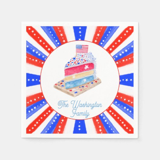 Wasserfarbe 4. Juli Party Serviette (Vorderseite)