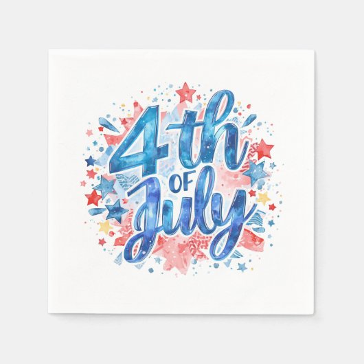 Wasserfarbe 4. Juli Patriotisch Serviette (Vorderseite)