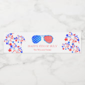 Wasserfarbe 4. Juli USA Sonnenbrille Themed Party Wasserflaschenetikett (Einzelnes Label)