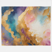 Wasserfarbe Abstrakt Bio Malerei Gold Fleecedecke (Vorderseite (Horizontal))