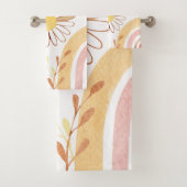 Wasserfarbe Abstrakt Botanische Blume Regenbogen K Badhandtuch Set (Insitu)