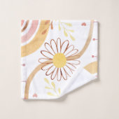 Wasserfarbe Abstrakt Botanische Blume Regenbogen K Badhandtuch Set (Waschlappen)