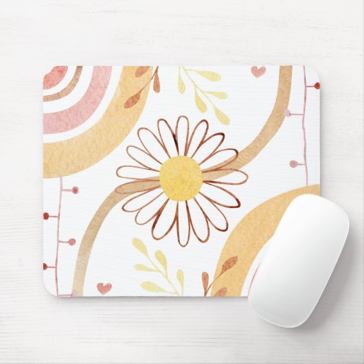 Wasserfarbe Abstrakt Botanische Blume Regenbogen K Mousepad (Mit Mouse)
