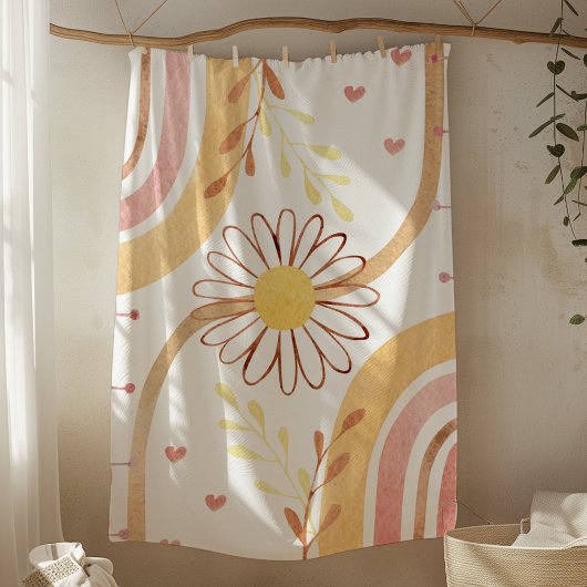 Wasserfarbe Abstrakt Botanische Blume und Regenbog Fleecedecke