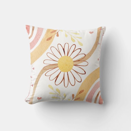 Wasserfarbe Abstrakt Botanische Blume und Regenbog Kissen (Vorderseite)