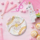 Wasserfarbe Abstrakt Botanische Blume und Regenbog Pappteller (Party)