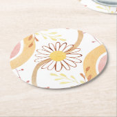 Wasserfarbe Abstrakt Botanische Blume und Regenbog Runder Pappuntersetzer (Angewinkelt)