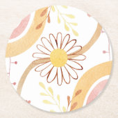 Wasserfarbe Abstrakt Botanische Blume und Regenbog Runder Pappuntersetzer (Vorderseite)