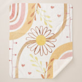 Wasserfarbe Abstrakt Botanische Blume und Regenbog Sherpadecke (Vorderseite)