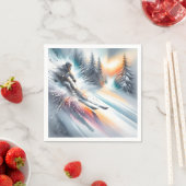 Wasserfarbe Abstrakt Downhill Skier Serviette (Beispiel)