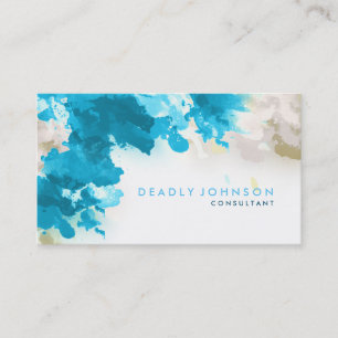 Wasserfarbe Abstrakt Elegant Cool Multi-Color Blau Visitenkarte