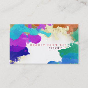 Wasserfarbe Abstrakt Elegant Cooles mehrfarbiges R Visitenkarte