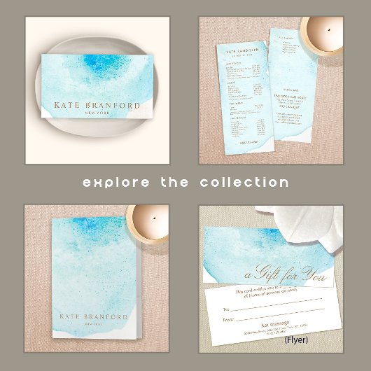 Wasserfarbe Abstrakt in Türkisblau Visitenkarte