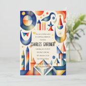 Wasserfarbe Abstrakt kubanisch Geburtstag Einladung (Stehend Vorderseite)