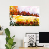 Wasserfarbe Abstrakt Landschaft Kunst, Dichtung un Poster (Heimbüro)