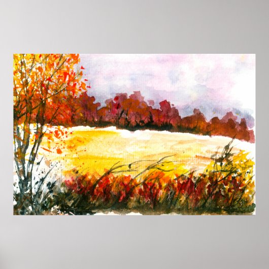 Wasserfarbe Abstrakt Landschaft Kunst, Dichtung un Poster (Vorne)