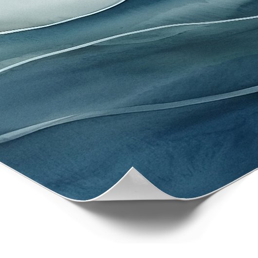 Wasserfarbe abstrakt, Meer, Wellen, Linien Poster (Ecke)