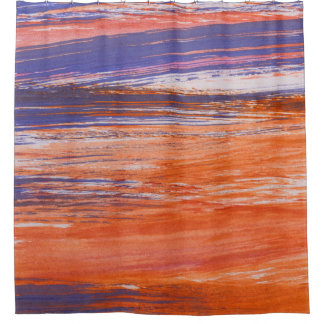 Wasserfarbe Abstrakt: Orangefarbene Blende Duschvorhang