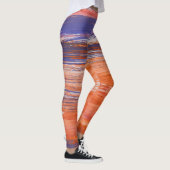 Wasserfarbe Abstrakt: Orangefarbene Blende Leggings (Rechts)