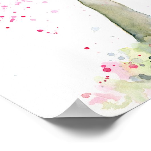 Wasserfarbe Abstrakt rosa Kirschbaum Poster (Ecke)