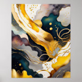Wasserfarbe Abstrakte Bio Malerei Gold 4:5 Poster (Vorne)