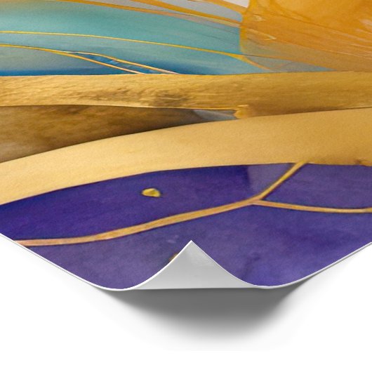 Wasserfarbe Abstrakte Bio Malerei Gold 5:4 Poster (Ecke)