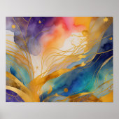 Wasserfarbe Abstrakte Bio Malerei Gold 5:4 Poster (Vorne)