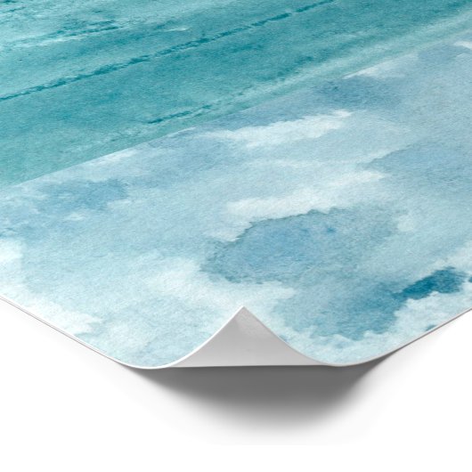 Wasserfarbe abstrakte blaue Seenlandschaft Moderne Poster (Ecke)